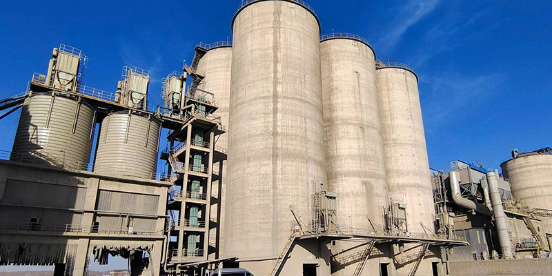 Industrial cement silos at cement plan